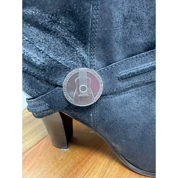 Miranda Lambert Black Suede‎ Leather Guitar Ankle Booties Women's Size 10M - Picture 4 of 12